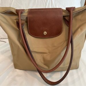 Longchamp Le Pliage Nylon and leather tote size large